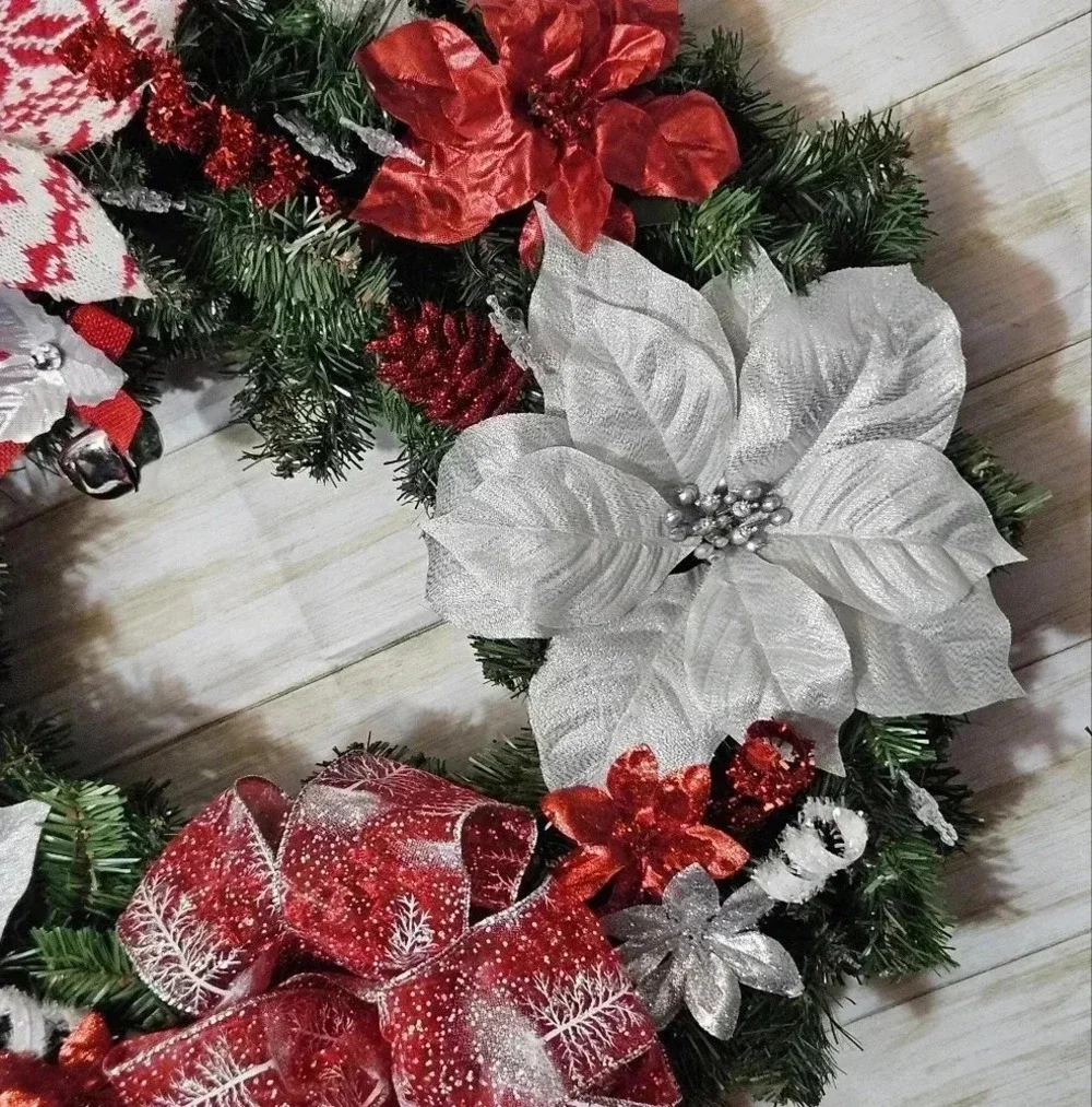 Homemade Hanging Christmas wreath with lights